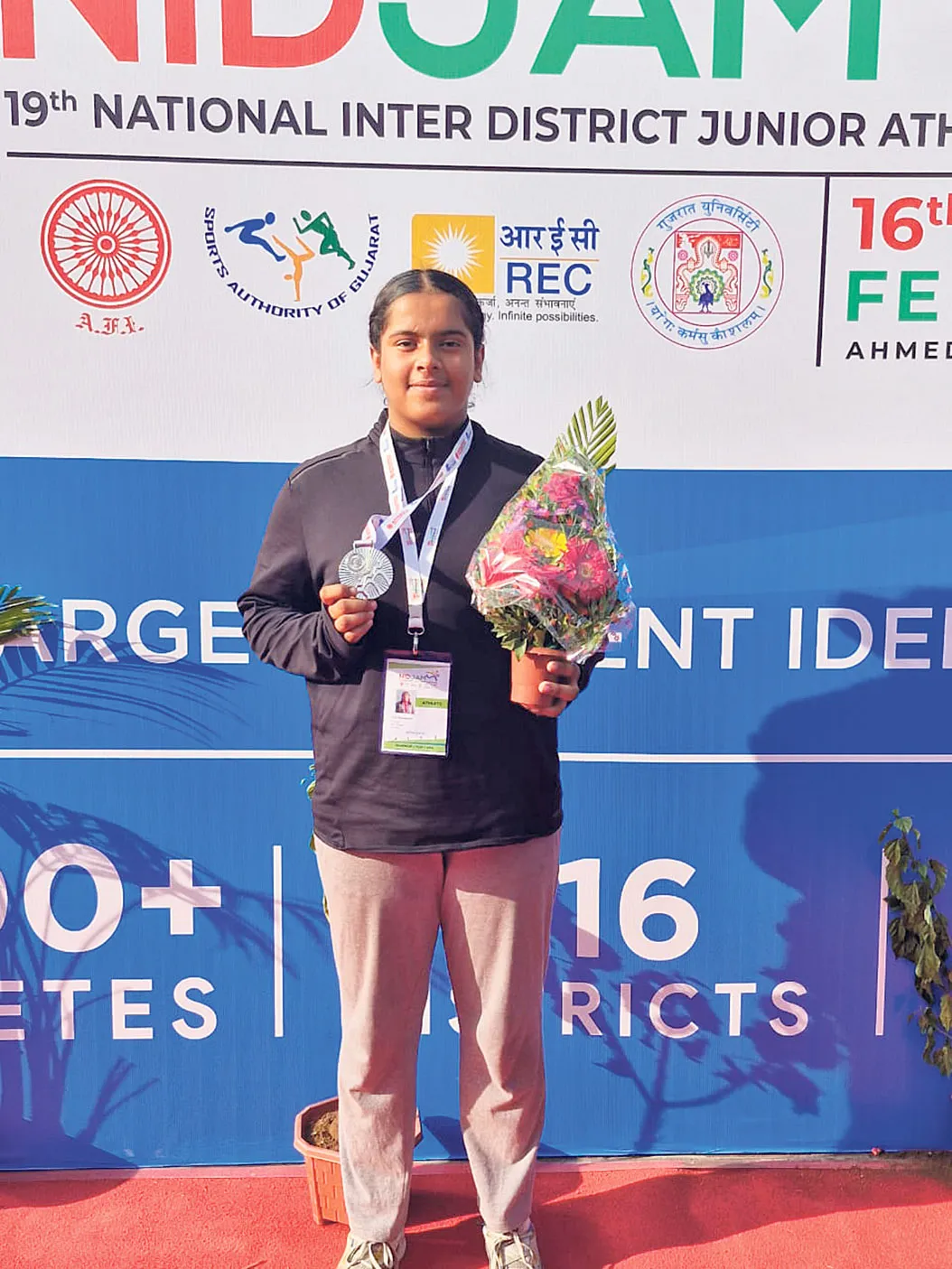Joy Baidwan, silver medalist in the National Games, honored
