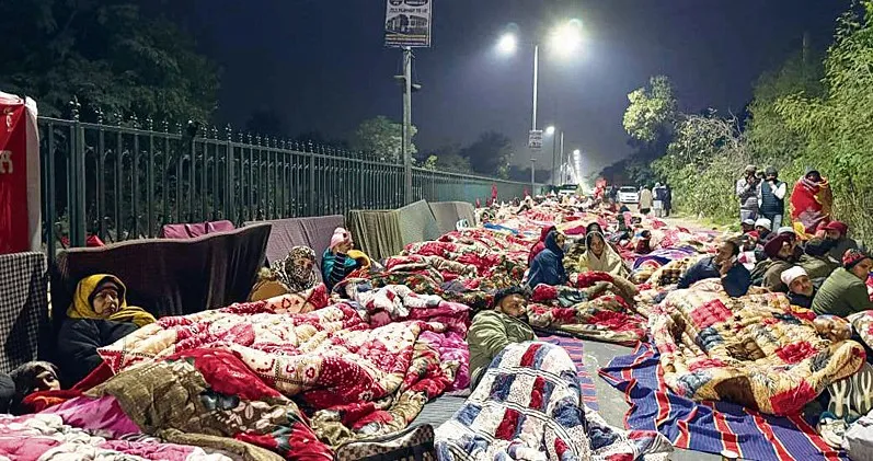 Computer teachers spent the night under the open sky near the Chief Minister’s residence