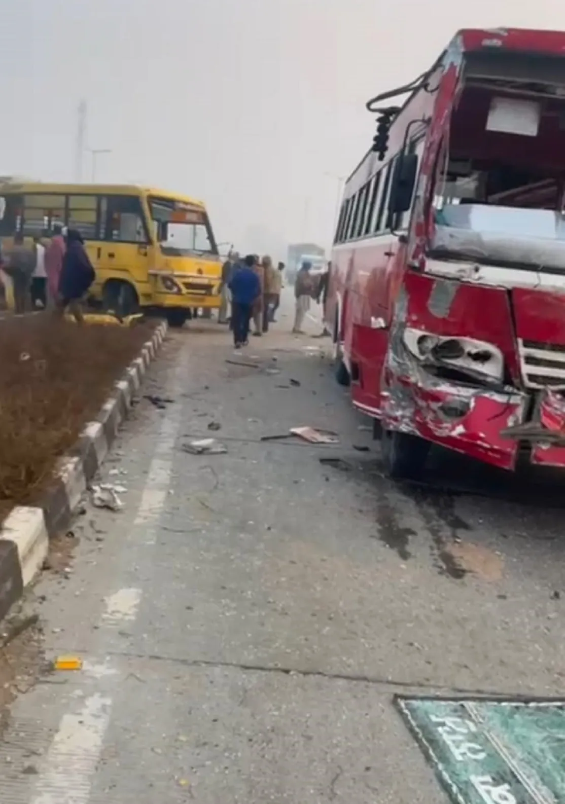 Road Accident: Student killed, four injured due to collision between school van and bus