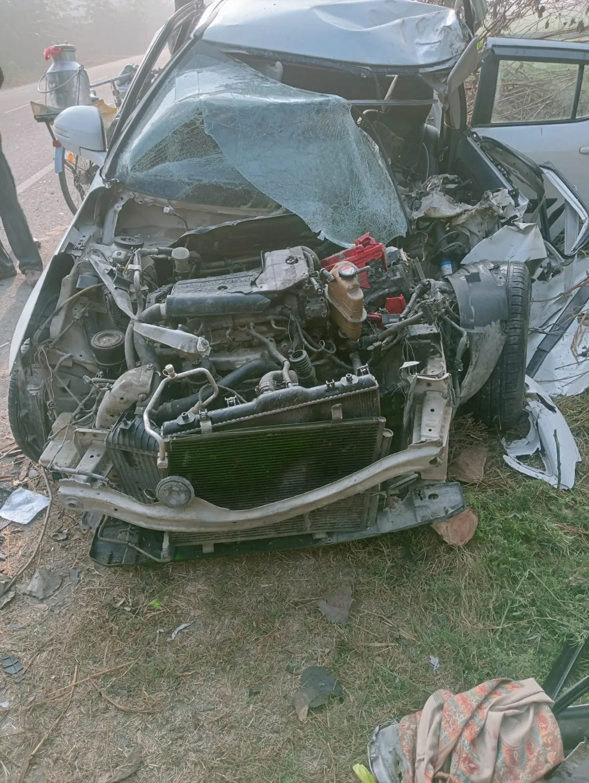 A woman died and 5 injured including 3 children in an accident on the Moga-Amritsar main road