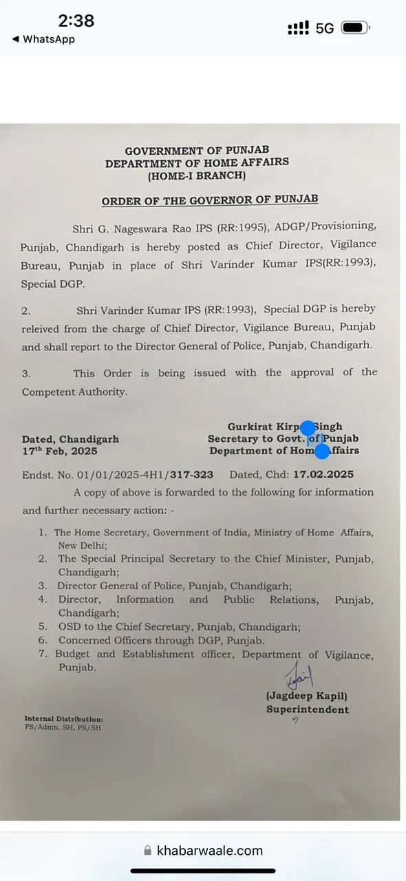 Nagswar Rao will be the new head of the Vigilance Bureau